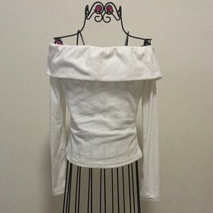 SHEIN White Off-Shoulder Long Sleeve Top